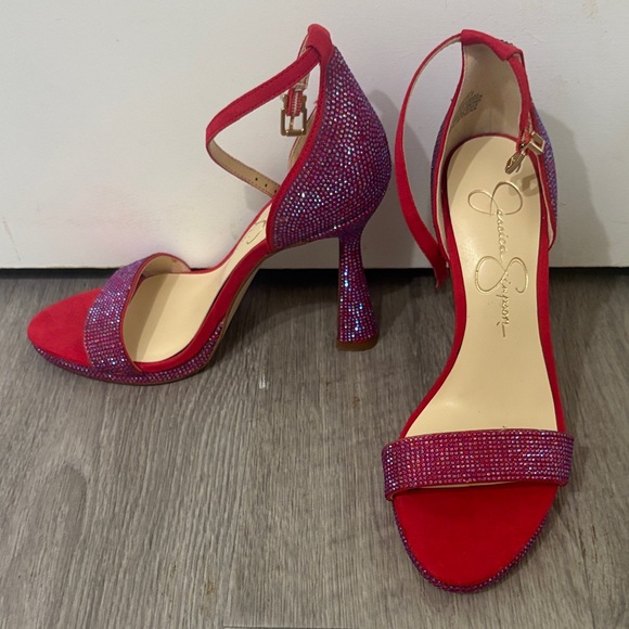Jessica Simpson Vibrant Red and Purple Heels - Picture 3 of 4